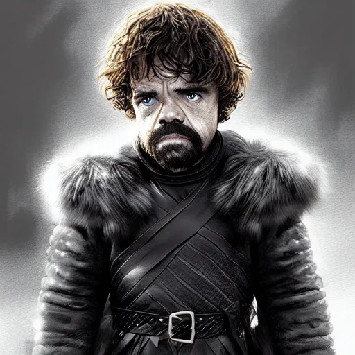 Image similar to peter dinklage as jon snow, digital painting, extremely detailed, 4 k, intricate, brush strokes, mark arian, artgerm, bastien lecouffe - deharme