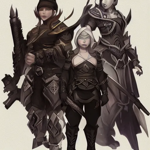 Image similar to concept drawing for a tactical rpg, artwork by ross tran