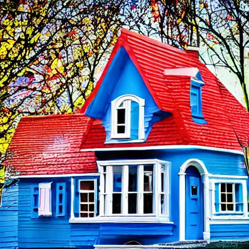 Image similar to house, style from dr. seuss, sharp focus, sharp, hd, dr. seuss