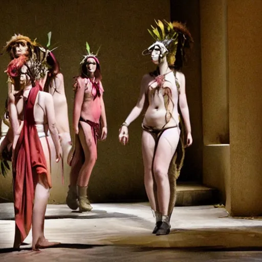 Image similar to costumes for a modern avant-garde interpretation of the Bacchae