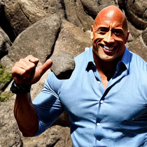 Image similar to photo of Dwayne Johnson holding a rock
