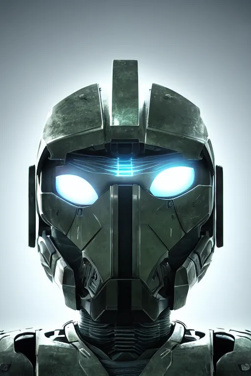 Image similar to robot ninja mask helmet halo master chief radiating a glowing aura global illumination ray tracing hdr fanart arstation by ian pesty and katarzyna da „ bek - chmiel