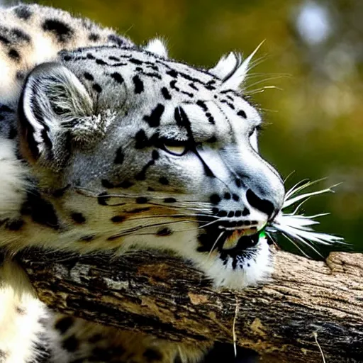 Image similar to Snow leopard smoking weed