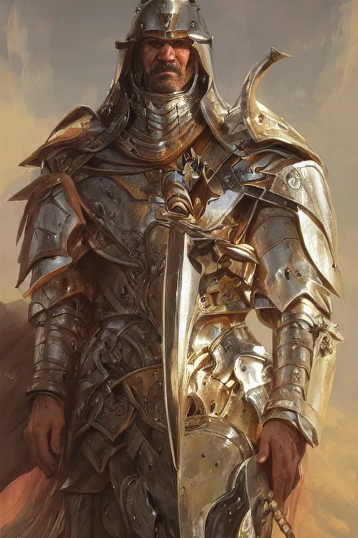 Prompt: portrait of antonio banderas in armor as holy paladin, fantasy, dnd, intricate, highly detailed, smooth, artstation, digital illustration by Ruan Jia and Mandy Jurgens and Artgerm and Wayne Barlowe and Greg Rutkowski and Zdislav Beksinski