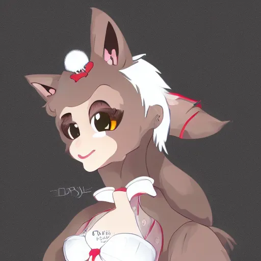 Image similar to a fox fursona wearing a maid outfit, highly detailed, digital art, trending on artstation, furry art