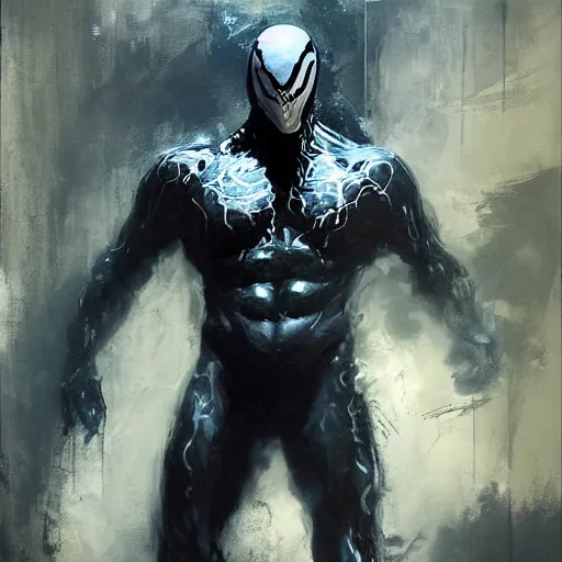 Image similar to venom symbiote painter by jeremy mann
