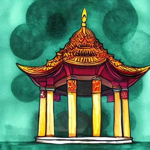 Prompt: temple in a watercolor style