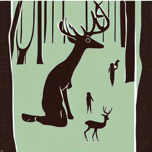 Image similar to deer playing guitar in the style of tatsuro kiuchi