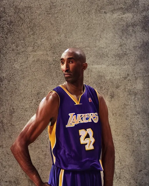 KREA - portrait of kobe bryant, wrinkled, in 7 0 years old, wearing lakers  jersey, photography by steve mccurry, 1 5 mm lens, in his study, trending  on artstation