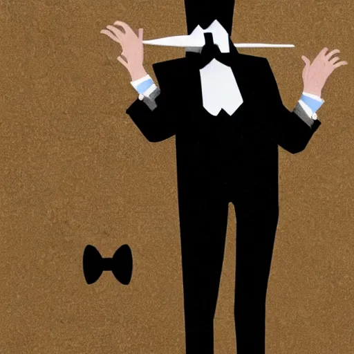 Image similar to bunny with top hat, wearing black suit with tie, performing magic tricks, hyperrealistic