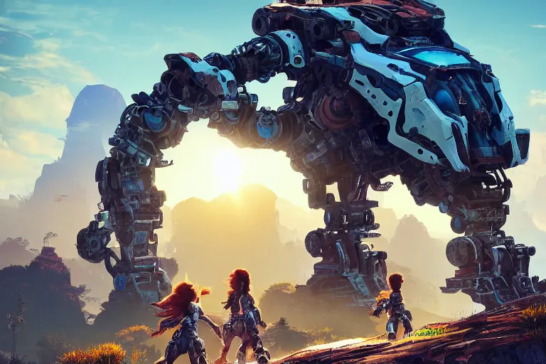 Prompt: rollerback machine mecanical creature robot of horizon forbidden west horizon zero dawn radiating a glowing aura global illumination ray tracing hdr fanart arstation by ian pesty and alena aenami artworks in 4 k