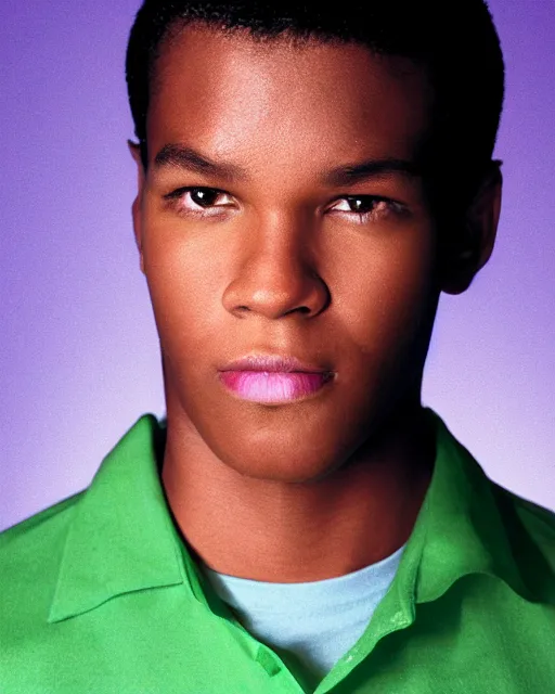 Image similar to dramatically - lit closeup portrait photograph of fred jones from the scooby - doo live - action film ( 2 0 0 2 ), sharp details, vignette, high saturation, smooth textured skin, subsurface scattering, green shirt, photograph by mark mann and martin schoeller and annie leibovitz, 4 k, soft focus, centered, symmetrical