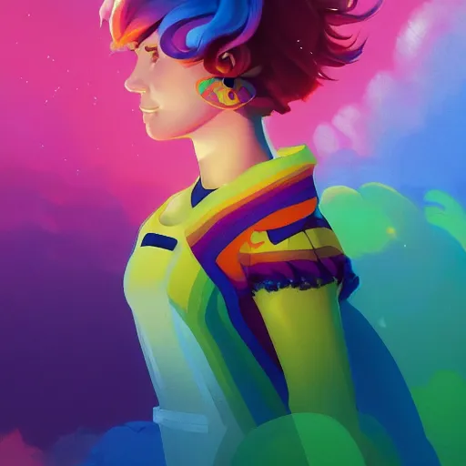 Image similar to painted portrait of a rainbow brite, fantastically pastel colors, octane render, matte painting concept art, official fanart behance hd artstation by jesper elsing, by rhads and makoto shinkai and lois van baarle and ilya kuvshinov and rossdraws