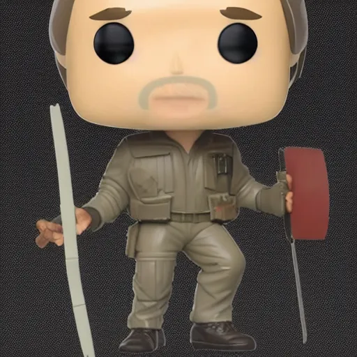 Prompt: funko pop figure of alan alda as hawkeye from m * a * s * h