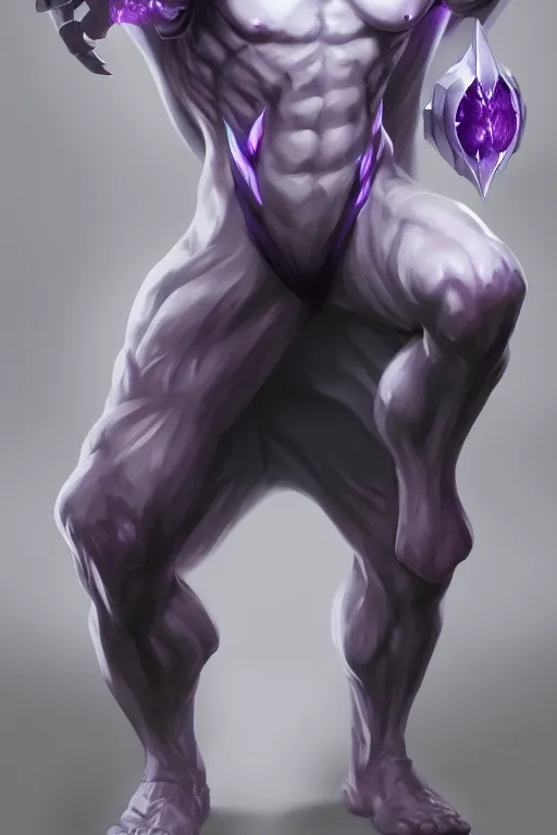 Prompt: human male demon, full body white purple, focus, closup, portrait, hero, character concept art, costume design, black eyes, white horns, trending on artstation, Artgerm , WLOP