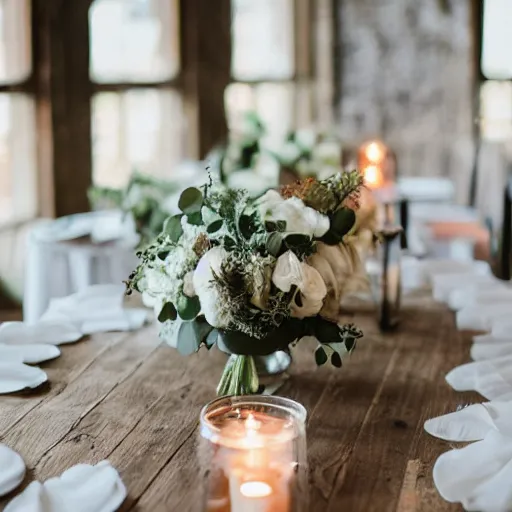 Image similar to industrial rustic ultra modern minimalist wedding centerpieces