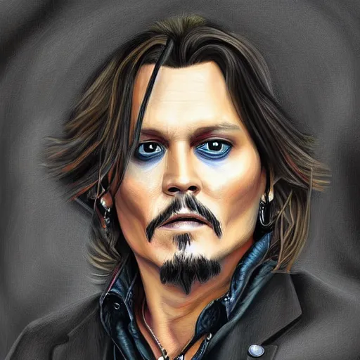 Image similar to portrait of jonny depp, highly detailed, centered, digital painting