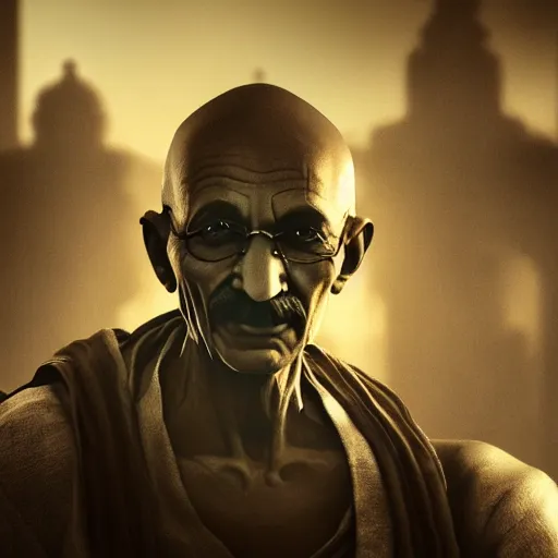 Portrait of Mahatma Gandhi in Gears of War, splash | Stable Diffusion |  OpenArt