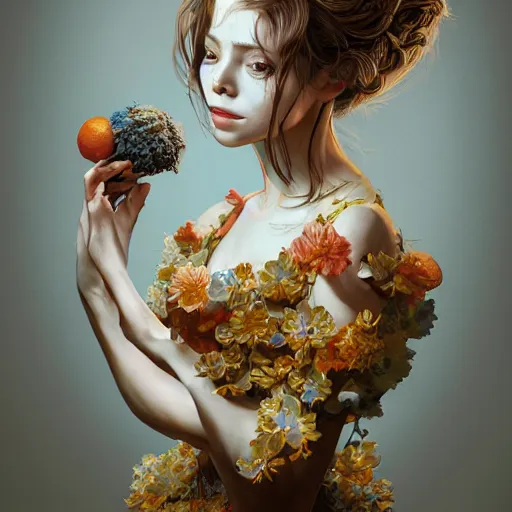 Prompt: the portrait of an absurdly beautiful, graceful, elegant, sophisticated, young girl made up of lemons, an ultrafine hyperdetailed illustration by kim jung gi, irakli nadar, intricate linework, bright colors, octopath traveler, final fantasy, unreal engine 5 highly rendered, global illumination, radiant light, detailed and intricate environment