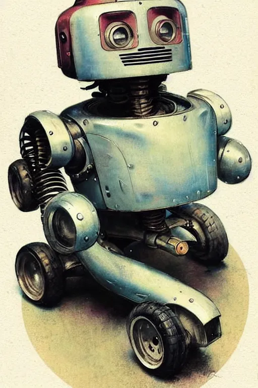 Prompt: ( ( ( ( ( 1 9 5 0 s retro future android robot gokart. muted colors., ) ) ) ) ) by jean - baptiste monge,!!!!!!!!!!!!!!!!!!!!!!!!!