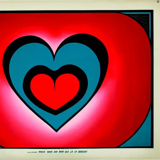 Image similar to cartoon heart on fire, symmetrical, washed out color, centered, art deco, 1 9 5 0's futuristic, glowing highlights, peaceful