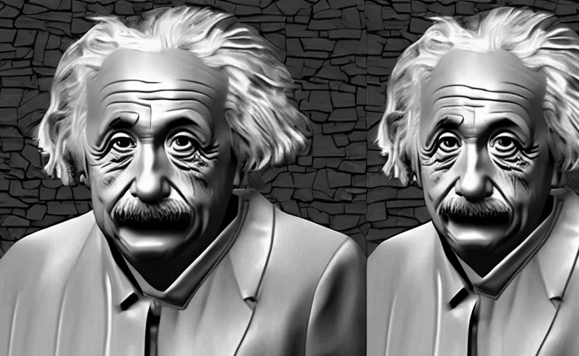 Image similar to Albert Einstein as Skyrim shop keeper. Iinterior, full color, 3d render, game engine, polygons