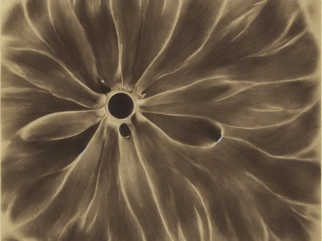 Prompt: The seed of a mammal in a water flower. Colored painting by Georgia O'Keefe, Karl Blossfeldt, Bekinski