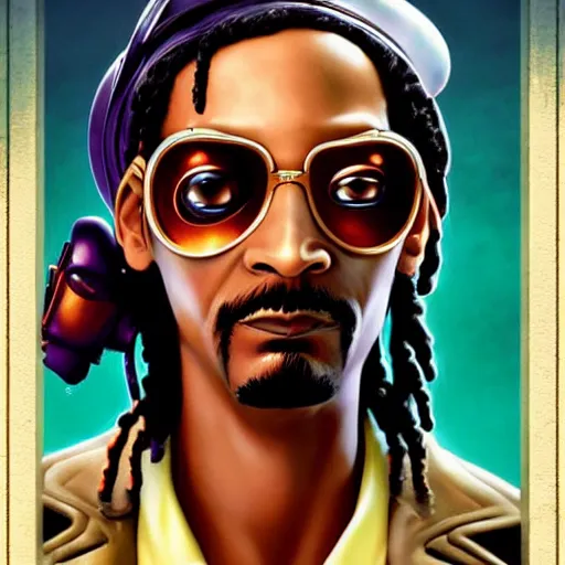 Prompt: Lofi Steampunk Bioshock portrait of Snoop Dog Pixar style by Tristan Eaton Stanley Artgerm and Tom Bagshaw