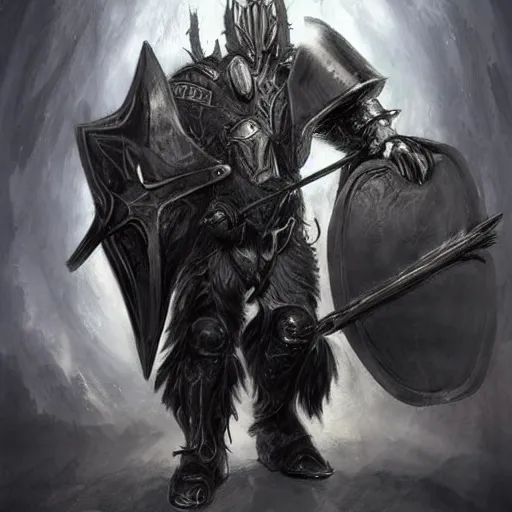 Image similar to a triumphant Minotaur in plate armor with black fur, fantasy concept art, high detail