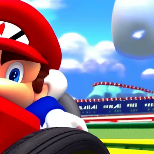 Prompt: “Donald trump president as Mario in Mario kart”