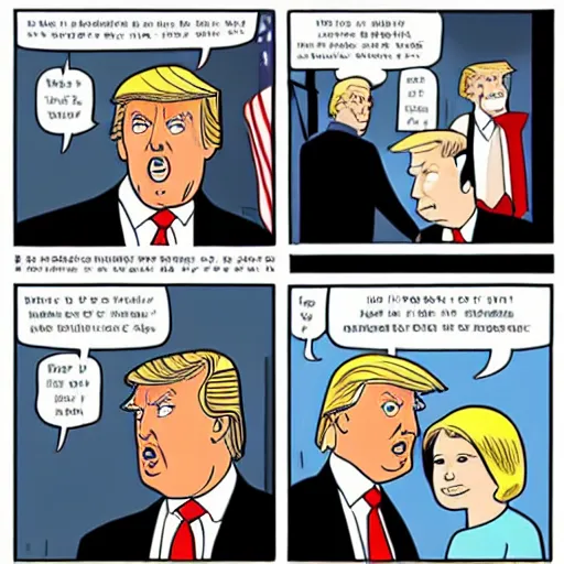 Prompt: donald trump in a comic by chris ware