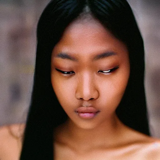 Prompt: Exotic woman. Portrait. Close up. Facial detail. CineStill