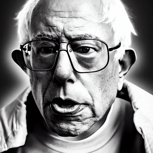 Image similar to cyborg Bernie Sanders, modelsociety, radiant skin, huge anime eyes, RTX on, perfect face, intricate, Sony a7R IV, symmetric balance, polarizing filter, Photolab, Lightroom, 4K, Dolby Vision, Photography Award