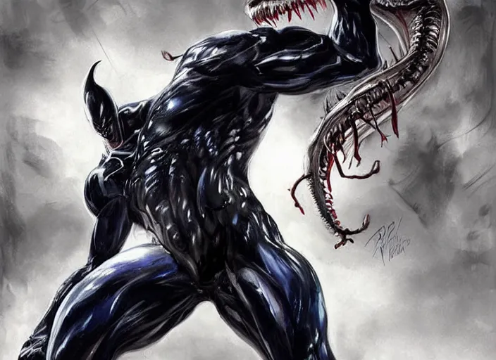 Prompt: artwork of venom by artgerm, amano yoshitaka, berkey john, bowater charlie