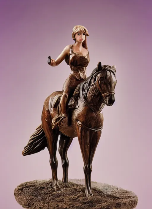 Image similar to 80mm resin detailed miniature of a Woman with a Horse, Product Introduction Photos, 4K, Full body, simple background