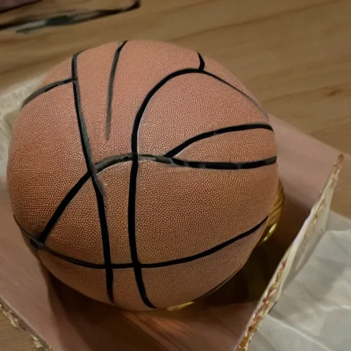 Prompt: basketball cake, photorealistic, close up