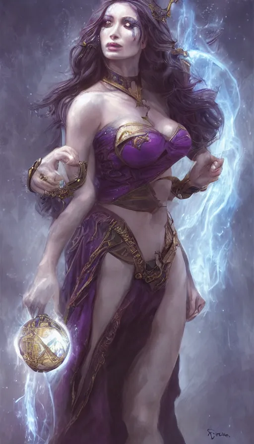 Prompt: Female sorceress by Livia Prima,fantasy,beautiful,pretty,masterpiece,stunning,high quality,full body,one subject,face,anatomically correct,trending on reddit