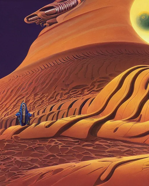 Image similar to dune movie by roger dean, biomechanical, 4 k, hyper detailed