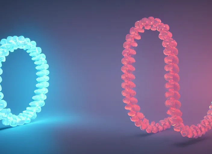 Image similar to a 3D render of a glowing DNA molecule, bokeh, Canon 50mm, cinematic lighting, volumetric light, octane, octane render, redshift render