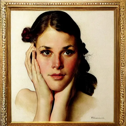 Prompt: portrait of a woman's eye with warm eyes, beautiful and elegant, warm and seductive ， detailed depiction, norman rockwell, jacob collins, tom lovell, frank school