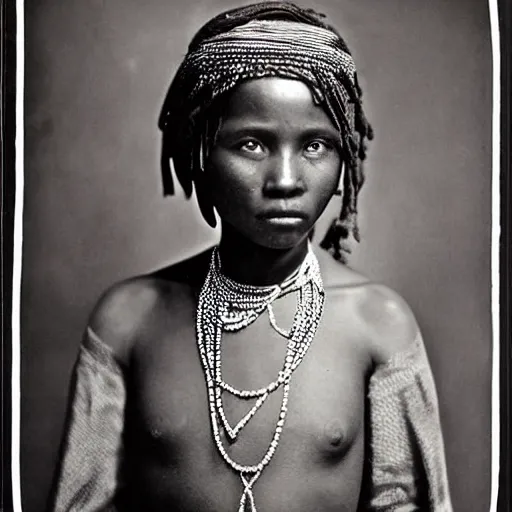 Image similar to vintage photo of a beautiful west African manding princess by edward s curtis, photo journalism, photography, cinematic, national geographic photoshoot