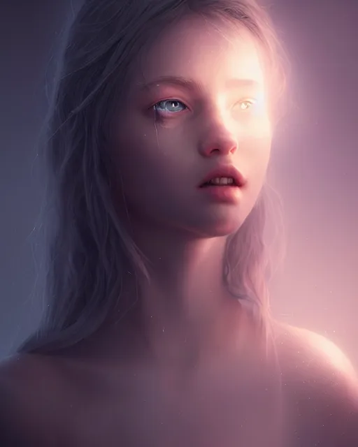 Image similar to Beautiful art portrait of a light elemental girl in a dungeon, atmospheric lighting, intricate detail, cgsociety, hyperrealistic, octane render, RPG portrait, ambient light, dynamic lighting