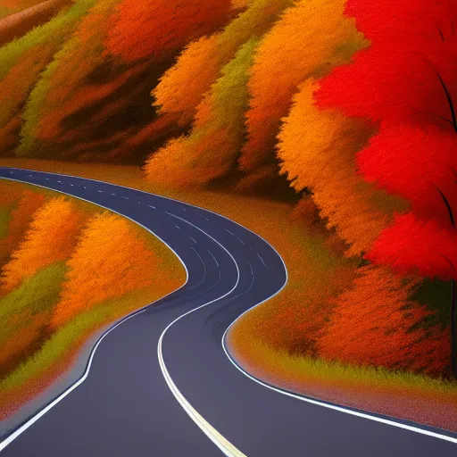 Image similar to Goro Fujita ilustration a road that goes down from the top of the mountain giving curves in autumn, painting by Goro Fujita, sharp focus, highly detailed, ArtStation