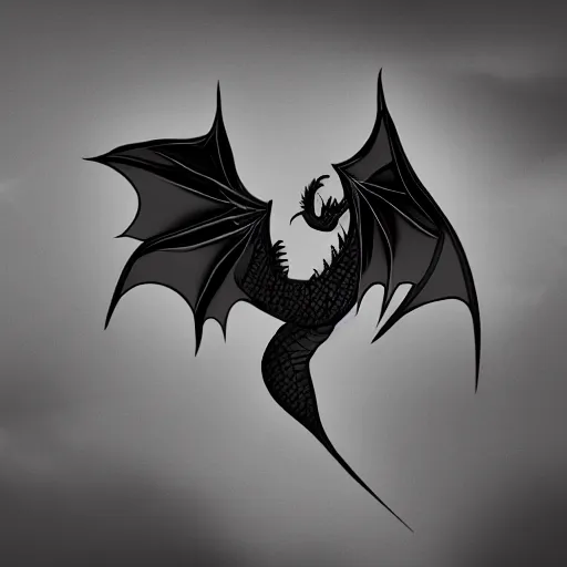 Image similar to black and white dragon, black and red cloudy background, minimalist, 8k, award winning, trending on artstation