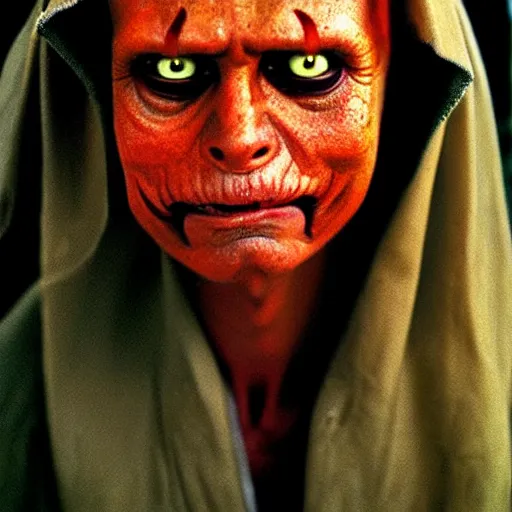 Image similar to uhd photorealisitc candid photo of satan. correct costume. correct face, accurate face. photo by annie leibowitz and steve mccurry