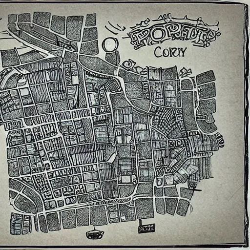 Image similar to hand drawn port city map, ancient