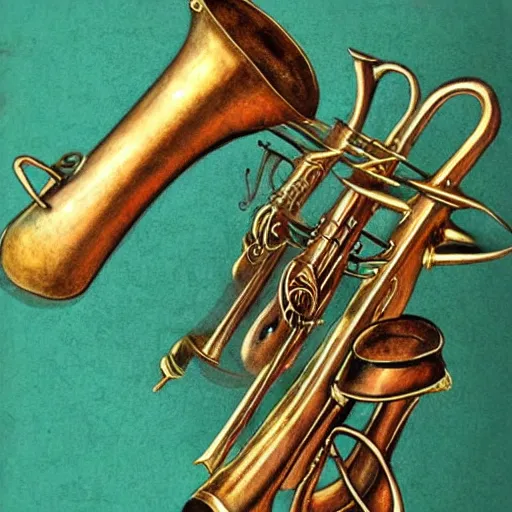 Image similar to an inllustration of a medieval blowing horn, winding horn, animal horn, higly detailed, mystic, artwork