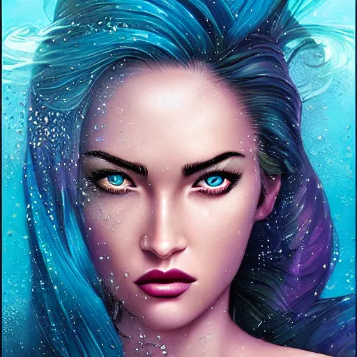 Image similar to underwater mermaid portrait of megan fox, Pixar style, by Tristan Eaton Stanley Artgerm and Tom Bagshaw.