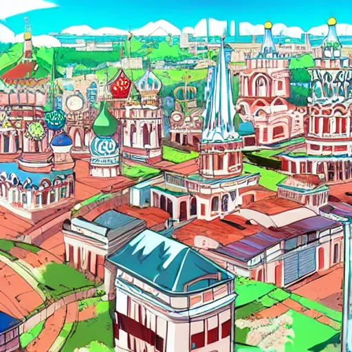 Prompt: Russian city in anime style