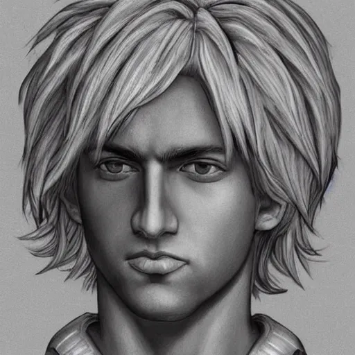 Prompt: photorealistic depiction of alexander the great, with blonde goku hair, style is realistic, colorful, real life